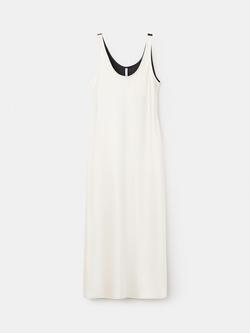 Mango Sleeveless Bi-Colour Midi Dress, Beige, Beige