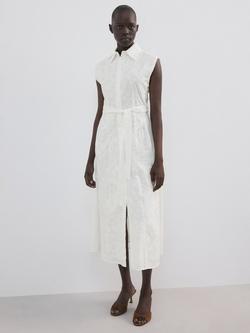 Mango Embroidered Sleeveless Shirt Dress, Raw, Raw