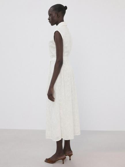 Mango Embroidered Sleeveless Shirt Dress, Raw - view 2, Raw