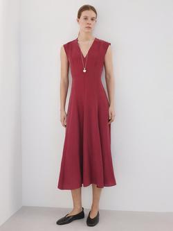 Mango Sleeveless V-Neck Midi Dress, Terracotta, Terracotta