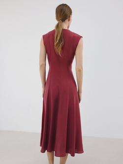 Mango Sleeveless V-Neck Midi Dress, Terracotta - view 2, Terracotta