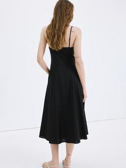 Mango Linen Blend Sleeveless A-Line Midi Dress, Black - view 2, Black