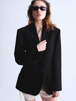 Mango Single Breasted Blazer, Black, Black
