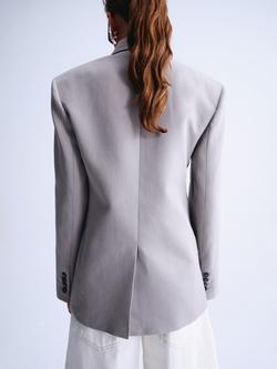 Mango Double Breasted Oversized Blazer, Grey - view 2, Grey