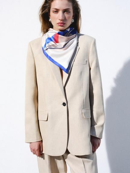 Mango Oversized Relaxed Fit Blazer, Sand, Sand