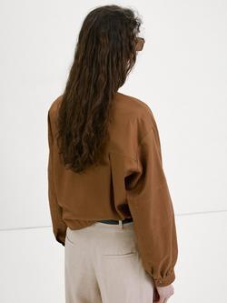 Mango Tie-Hem Cropped Jacket, Brown - view 2, Brown