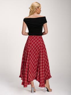 Jolie Moi Chiffon Maxi Skirt, Red Check - view 2, Red Check