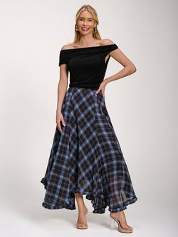 Jolie Moi Hanky Hem Skirt, Blue Check
