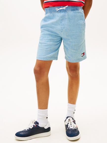 Tommy Hilfiger Kids' Herringbone Drawstring Shorts, Blue, Blue