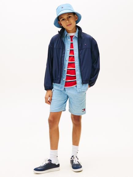 Tommy Hilfiger Kids' Herringbone Drawstring Shorts, Blue - view 2, Blue