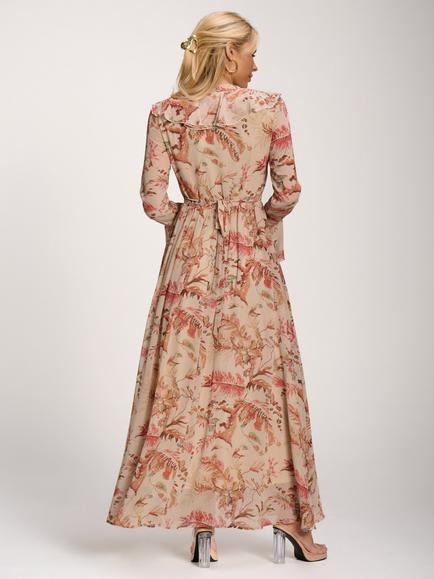 Jolie Moi Ruffled Floral Maxi Dress - view 2, Multi