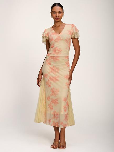 Jolie Moi Lace Insert Dress, Orange, Orange