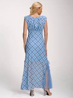 Jolie Moi Sleeveless Lace Maxi Dress, Blue Check - view 2, Blue Check
