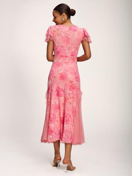 Jolie Moi Lace Insert Dress, Pink - view 2, Pink