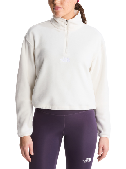 The North Face Logo Glacier 1/4 Zip Fleece, White Dune, White Dune
