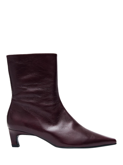 ALOHAS Ambar Rift Leather Kitten Heel Ankle Boots, Burgundy, Burgundy