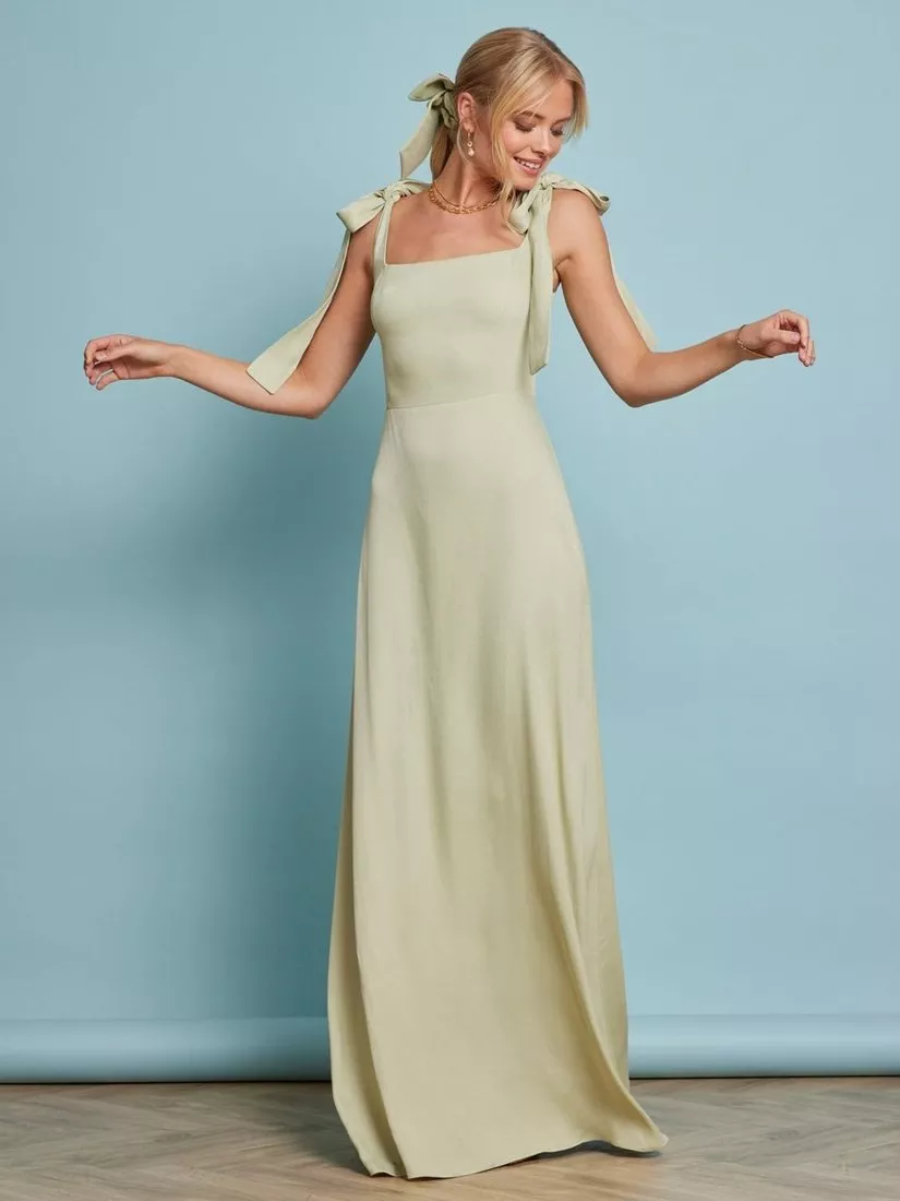allegra satin tie shoulder dress Maids to Measure Allegra Tie Shoulder Bridesmaid Dress