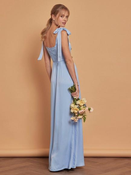 Maids to Measure Allegra Tie Shoulder Bridesmaid Dress - view 2, Cornflower Blue