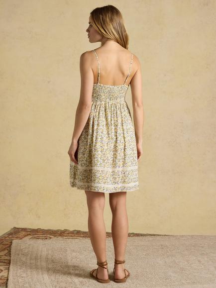 Joules Floral A-Line Knee Length Dress, Yellow - view 2, Yellow
