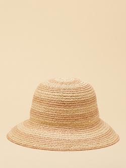 Joules Stripe Raffia Cloche Hat, Neutral, Neutral