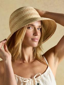 Joules Stripe Raffia Cloche Hat, Neutral - view 2, Neutral