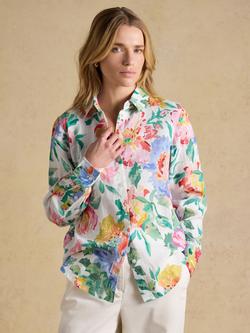 Joules Anna Floral Long Sleeve Pure Linen Shirt, Multi, Multi