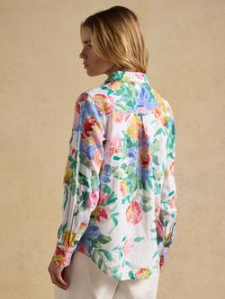 Joules Anna Floral Long Sleeve Pure Linen Shirt, Multi - view 2, Multi