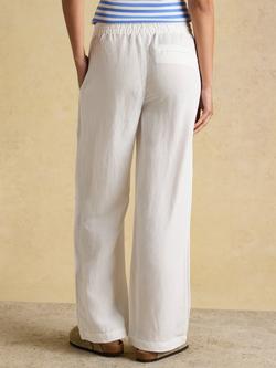 Joules Relaxed Wide Leg Linen Blend Trousers, White - view 2, White