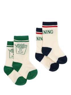 Konges Sløjd Kids' Cotton Blend Ribbed Socks, Pack of 2, Natural - view 2, Natural