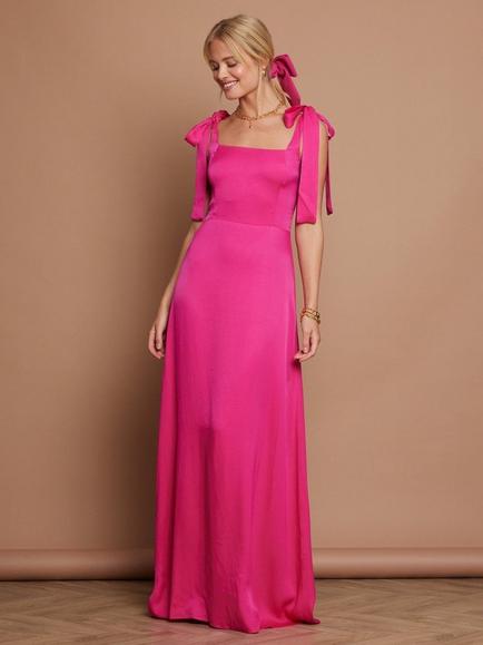 Maids to Measure Allegra Tie Shoulder Bridesmaid Dress, Hot Pink