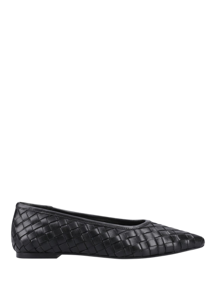 Hush Puppies Darla Woven Leather Ballerina Pumps, Black