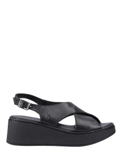 Hush Puppies Bex Leather Wedge Heel Sandals, Black, Black