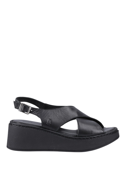 Hush Puppies Bex Leather Wedge Heel Sandals, Black, Black