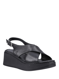 Hush Puppies Bex Leather Wedge Heel Sandals, Black - view 2, Black