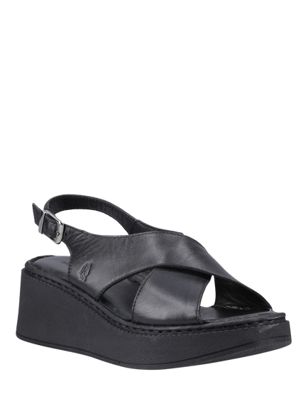 Hush Puppies Bex Leather Wedge Heel Sandals, Black - view 2, Black