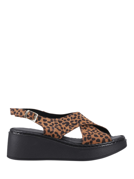 Hush Puppies Bex Leather Wedge Heel Sandals, Leopard, Leopard