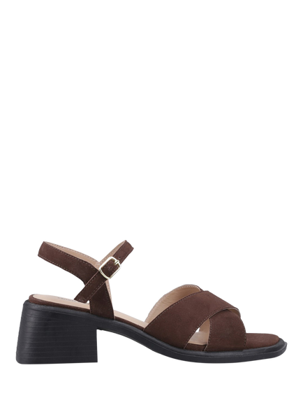 Hush Puppies Zuri Leather Block Heel Sandals, Chocolate, Chocolate