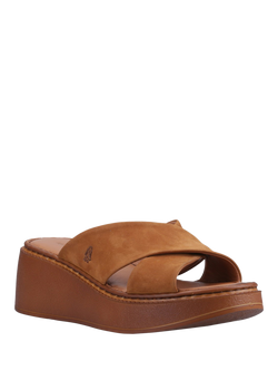 Hush Puppies Bobbi Leather Wedge Heel Footbed Sandals, Tan - view 2, Tan