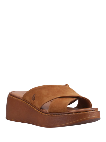 Hush Puppies Bobbi Leather Wedge Heel Footbed Sandals, Tan - view 2, Tan