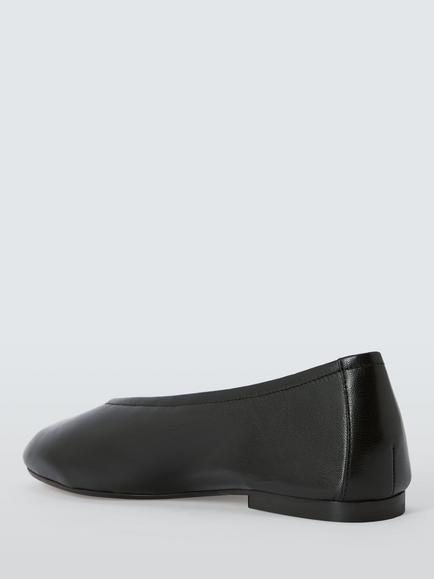 John Lewis Helm Leather High Vamp Ballerina Pumps, Black - view 2, Black