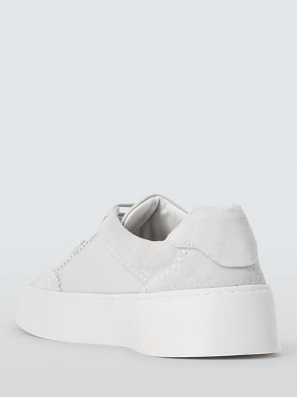 John Lewis Emery Leather Flatform Whipstitch Lace Up Trainers, Multi/White - view 2, Multi/White
