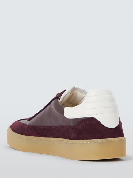 John Lewis Evermores Leather and Suede Casual Cupsole Trainers, Aubergine - view 2, Aubergine