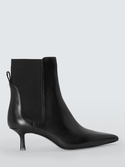 John Lewis Olympus Leather High Cut Dressy Chelsea Boots, Black, Black