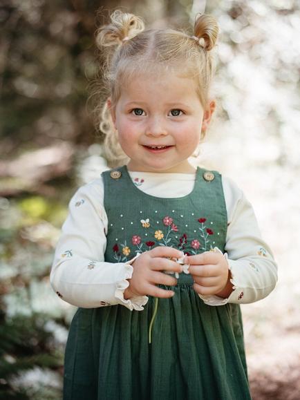 Purebaby Baby Double Muslin Dress, Green - view 2, Green