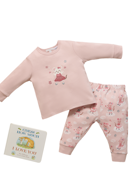 Purebaby Baby Ballerina Mouse Pyjama Set, Pink - view 2, Pink