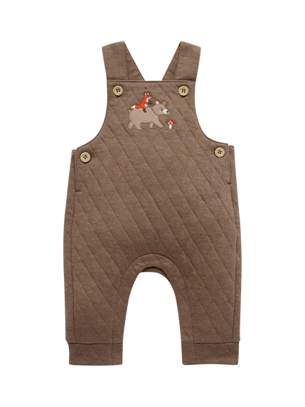 Purebaby Baby Quilted Applique Overalls, Oak Melange, Oak Melange