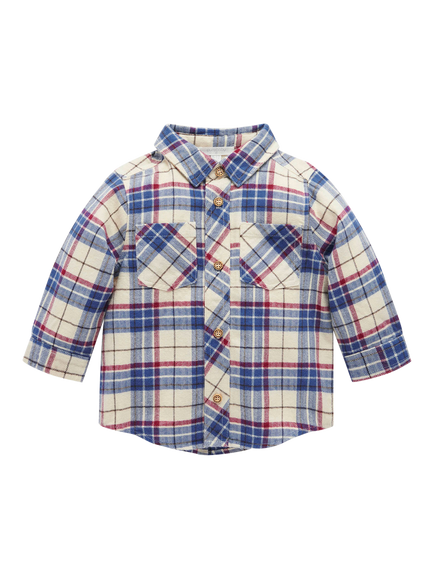 Purebaby Baby Woodland Check Shirt, Multi, Multi