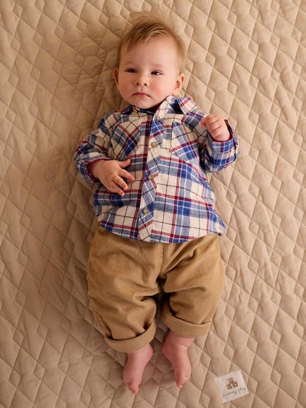 Purebaby Baby Woodland Check Shirt, Multi - view 2, Multi