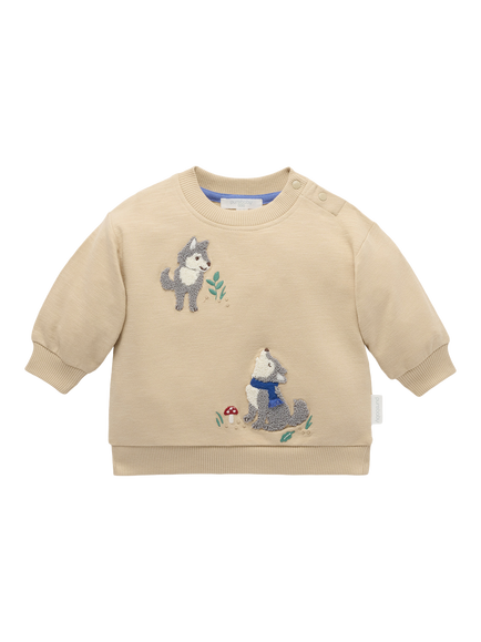 Purebaby Baby Little Wolf Windcheater Jumper, Oatmeal, Oatmeal