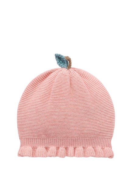 Purebaby Baby Flower Knit Beanie Hat, Blush, Blush